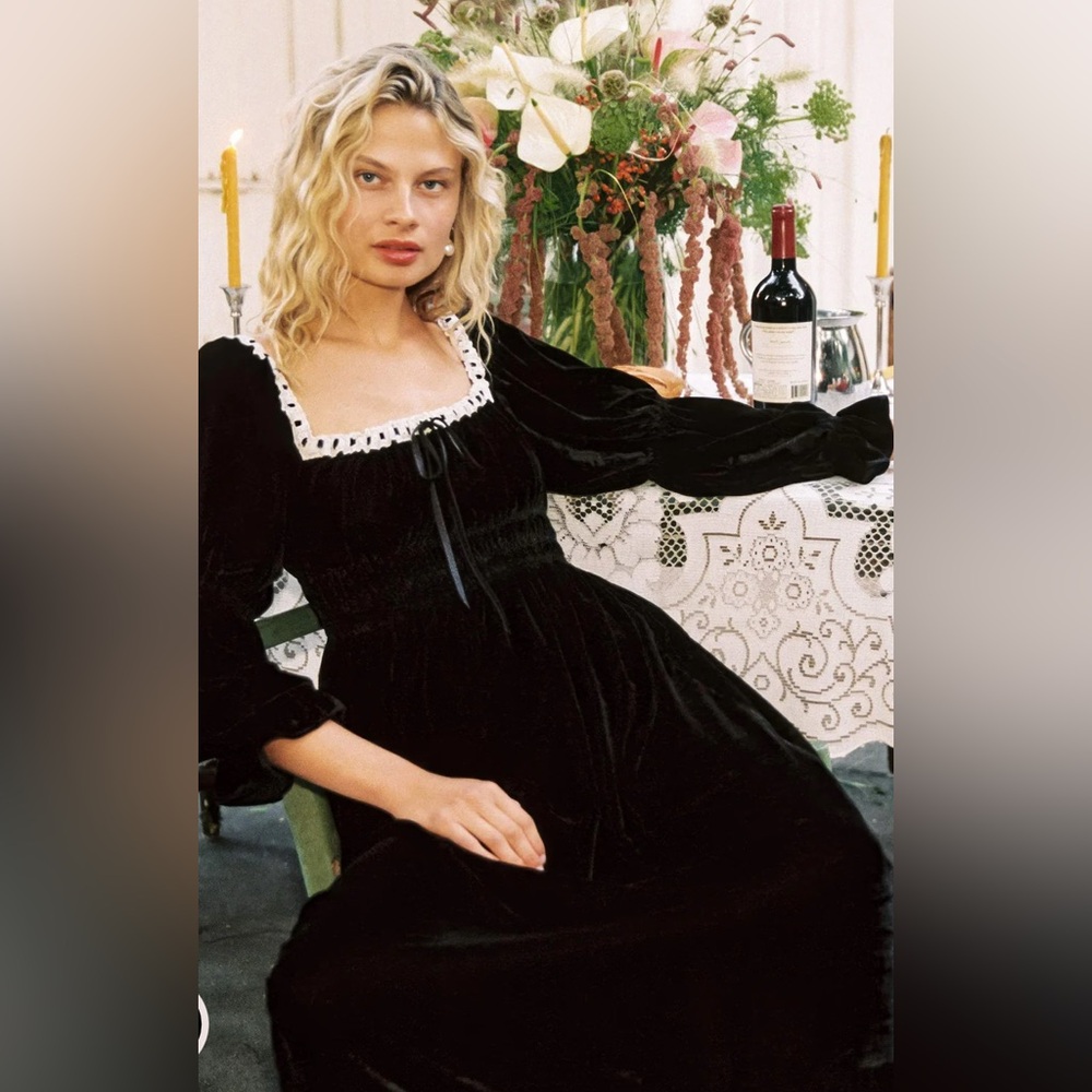 Christy Dawn Adelia Dress in Black Velvet Noir NWOT